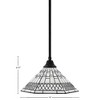 Toltec Lighting Any 1 - Light Pendant in  Matte Black with 16" Pewter Art Glass Shade - 2 of 2