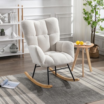 Modern Wood Tufted Upholstered Accent Rocking Chair Modernluxe Target