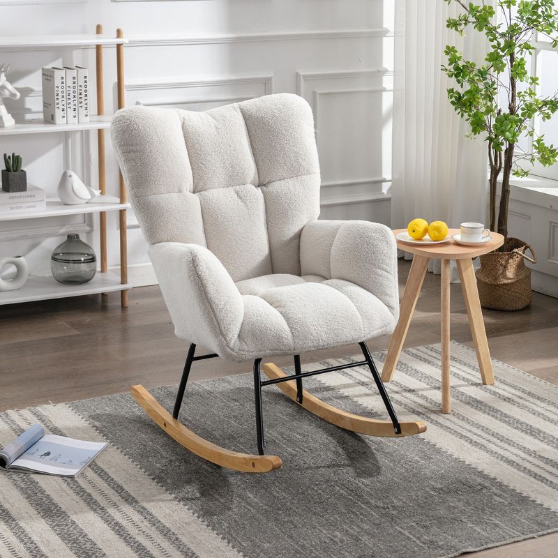 Modern Wood Tufted Upholstered Accent Rocking Chair-ModernLuxe, 1 of 15