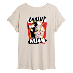 Women's - Disney Villains - Cruella Chillin Like A Villain Oversized Graphic T-Shirt - 1 of 4