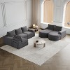 Curved Chenille Sectional Sofa with Chaise, L-Shaped Modular Couch with Deep Cushions and Neck Support Pillows for Living Room and Bedroom - 3 of 4