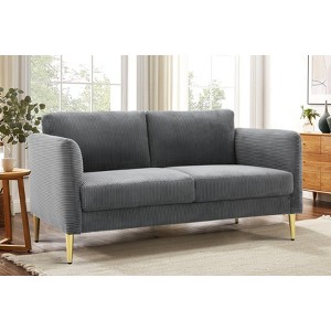 Okak Modern Plush Upholstered Corduroy Loveseat with Solid Wood Frame,Compact Sofa Couch for Living Room,Apartment - 1 of 4