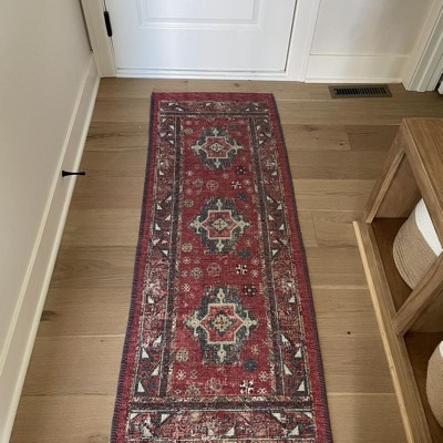 34 X 20 Vintage Persian Medallion Kitchen Rug Red - Threshold