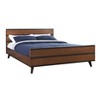 Queen Mid-Century Modern Platform Bed with Striped Detailing - Linon: Rubberwood, No Box Spring Required - 2 of 4