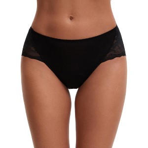 INSPIRE CHIC Women's Mid-Waisted Lace Full Coverage Briefs HI-Cut Period Leak Proof Ladies Underpants - 1 of 4