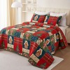 Hachikiko Christmas Patchwork Quilt Set,Gingerbread & Plaid Design,Polyester Bedspread with Shams - 3 of 4