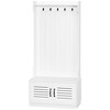 HOMCOM Modern Hall Tree, Entryway Coat Rack with Shoe Bench, 5 Hooks, Storage Shelf and Slatted Door Cabinet for Hallway, White - 4 of 4