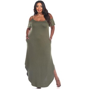 Women's Plus Size Cold Shoulder Lexi Maxi Dress with Pockets - White Mark - 1 of 3