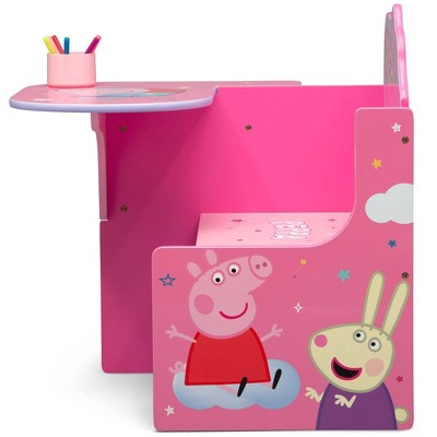 Peppa Pig Kids' Pink Wood Chair Desk with Storage Bin