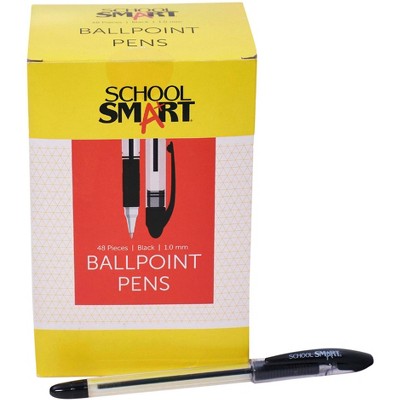 School Smart Ballpoint Pens, Medium Tip, Black, Pack of 48