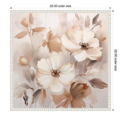 Scented Petals Beige and White Canvas Art with Floater Frame