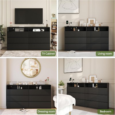 Dyonery  6 Drawer Dresser for Bedroom with LED Light