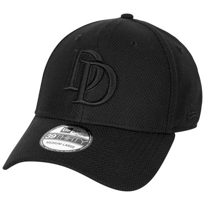 Adult Daredevil Logo Black on Black New Era 39Thirty Fitted Hat