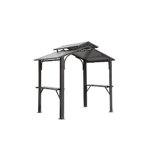 NicBex Grill Gazebo, Aluminum BBQ Outdoor Gazebo with Metal Frame and Shelves Serving Tables, Permanent Double Roof Canopy Hard top Gazebos - 1 of 4