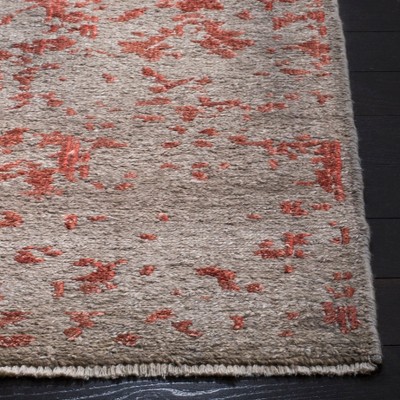 Centennial Gray and Orange Hand-Knotted Floral Wool Rug