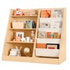 GlasFlength Decorative Bookshelf Creative and Unique Styling, Multifunctional Storage with Open Display Bookshelves, Beige, 35.4"*15.7"*31.5" - 2 of 4