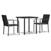vidaXL 3 Piece Patio Dining Set with Cushions Poly Rattan and Steel - 2 of 4