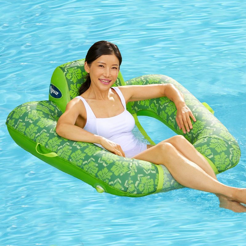 Aqua Leisure  Zero Gravity Swimming Pool Lounge Chair Floats for Beach, Ocean, or Vacations, Floral Trip Lime Green + Teal Fern, 2 of 7
