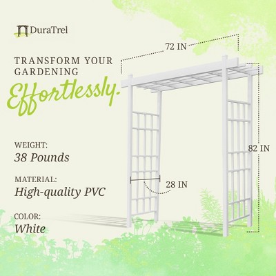 White Vinyl Grid-Style Outdoor Garden Arbor with Anchors