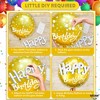 KatchOn, Gold Happy Birthday Balloon Set - 23 Inch, Big, Pack of 5 | Happy Birthday Mylar Balloons, Black And Gold Party Decorations - 4 of 4
