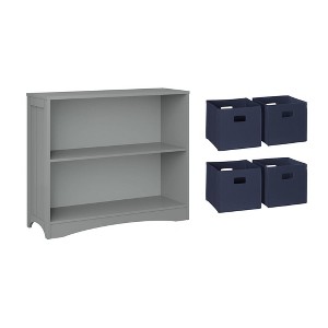 RiverRidge Kids' Playroom Horizontal Toy Organizer Bookshelf with Open Storage Shelves with 4 Fabric Bins - 1 of 4
