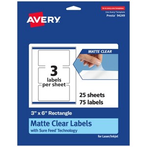 Avery Matte Clear Labels,  3" x 6" Rectangle - 1 of 4