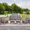 POCASSY 5PCS Outdoor Patio Furniture Set, Outdoor Sofa Couch Set with Patio Club Chairs and Ottomans, All Weather Wicker and Olefin Cushion Cover - 2 of 4