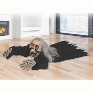 Fun World 32 in Animated Crawling Skeleton Reaper with Black Robe Decoration - Black - 1 of 1