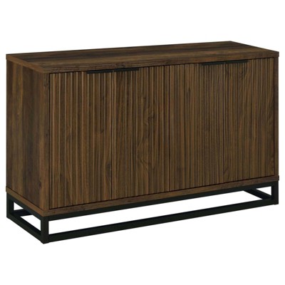 Ryatt Dark Pine and Black 4-Door Wood Accent Cabinet