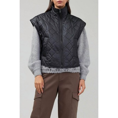 Women's Over shoulder Diamond Quilt Puffer Vest - current air