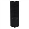 Bathroom Floor Storage Cabinet, Tall Bathroom Storage Unit with 2-Door Base Cabinet, 3 Tier Open Shelves - 2 of 4