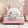 NicBex Twin/Full Size Princess Upholstered Platform Bed Frame with Unicorn Shape Headboard for Girls,Solid Wood Slats Support,Easy Assembly,White+Pink - 2 of 4
