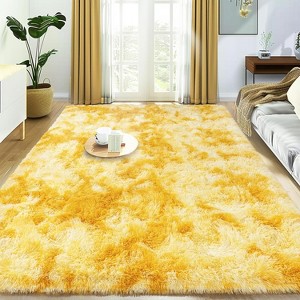 Orange Shag Rug, Ultra Soft 1.7" Thick, Non-Slip, 100% Polyester, Square & Round for Bedroom/Living Room - 1 of 4
