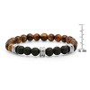 Steeltime Men's tiger eye and black lava beaded stainless steel bracelet. Color Options: Silver, Gold - 3 of 4