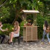 intiquewise Rustic Wooden Outdoor Bar Counter with Roof for Patio, Garden & Backyard, Ideal as Bartender Station, Lemonade Stand, BBQ Table - 2 of 4