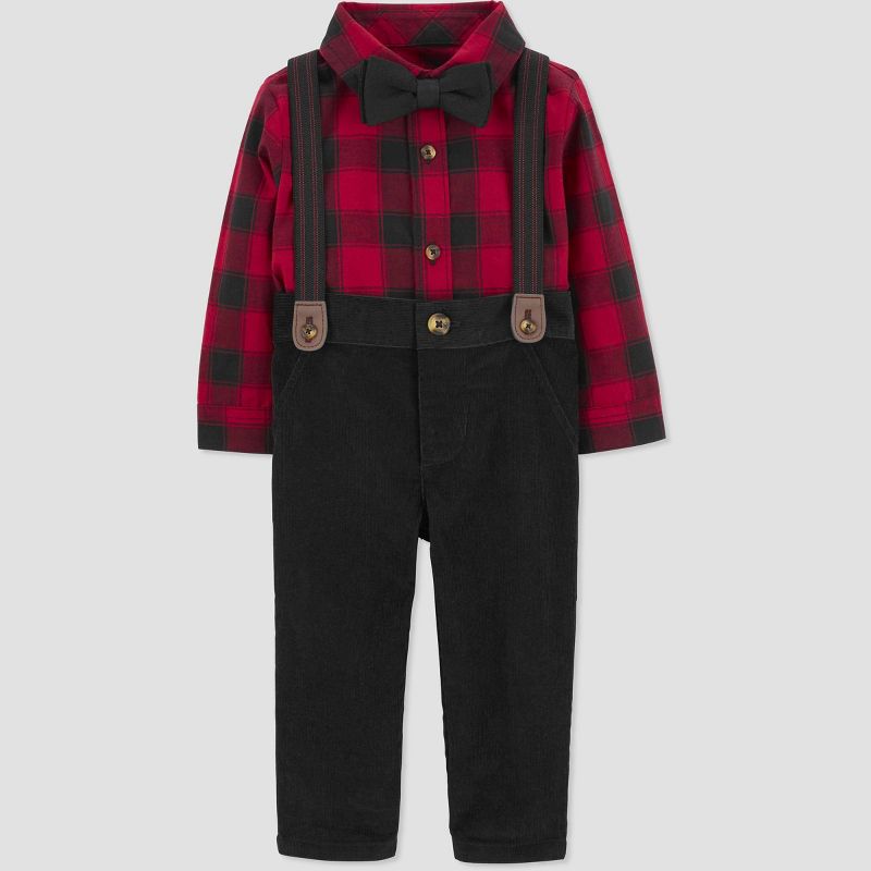 Carter's Just One You®️ Baby Boys' Plaid Top & Bottom Set - Red/Black, 3 of 7