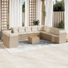 vidaXL Patio Sofa Set with Cushions Outdoor Furniture 12 Piece Poly Rattan - Beige and Cream - 2 of 4