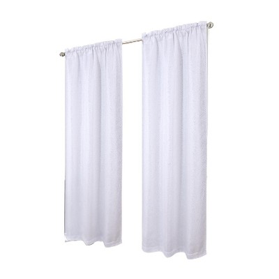 RT Designer Collection Crystal Jacquard Rod Pocket Foam Back Luxurious Modern Design Curtain Panel 54" x 84" White