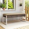 Costway Set of 2 Outdoor Ottoman Bench Patio PE Rattan Footrest w/ Soft Cushion & Metal Frame - 4 of 4