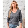 Garvee Women's V Neck Long Sleeve Pullover Sweater Lightweight Knit Sweaters Novelty Sweaters - 2 of 4