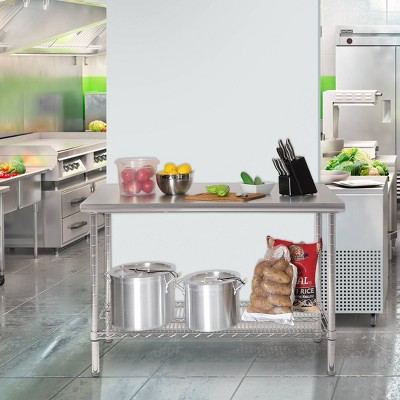Commercial Stainless Steel Work Table with Chrome Frame