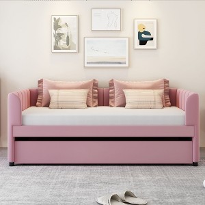 NicBex Twin Size Velvet Daybed with Ergonomic Design Backrest and Trundle for Bedroom,Living Room,Apartment - 1 of 4