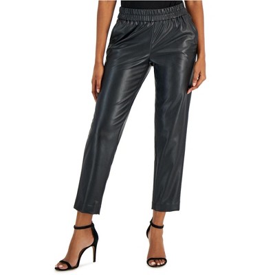 Anne Klein Womens Faux Leather Casual Trouser Pants