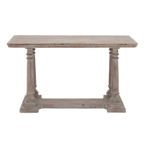 Contemporary Teak Wood Organic Console Table Brown - Olivia & May