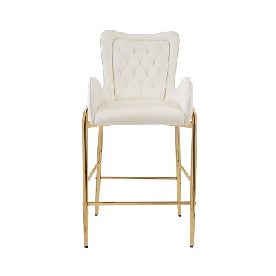 NicBex Set of 2 Bar Stools for Kitchen Island,23 inch Wide Counter Bar Stools with Golden Legs,Bar Chairs for Dining Rooms,Kitchens,White/Gray