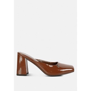 Neoplast Patent Pu Block Heeled Mules - 1 of 4