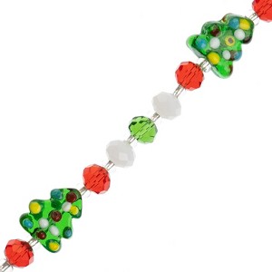 Crystal Lane DIY 7" Lampwork Glass Christmas Tree Designer Holiday Christmas Bead Strand Craft Embellishment Green - 1 of 4