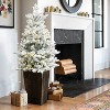 LuxenHome 4Ft Pre-Lit Flocked Artificial Tree in Tall Pot Green - 2 of 4