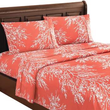 Collections Etc 4-Piece Spring Foliage Bed Sheet and Pillowcase Set