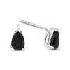 14K White Gold Martini Set Black Pear Solitaire Diamond Stud Earrings - 4 of 4
